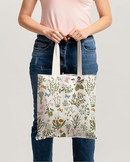 Horaldaily Canvas Tote Bag,Reusable Shoulder Tote Bag for Women Lady Casual Vacation, Shopping, Work, Gym