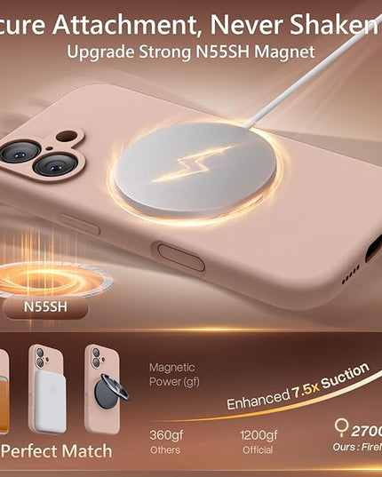 FireNova Magnetic for iPhone 17 Case, Compatible with MagSafe, [Integrated Silicone Camera Control Button] [Camera Protection] Anti-Scratch Microfiber Lining Phone Case, 6.3", Pinksand