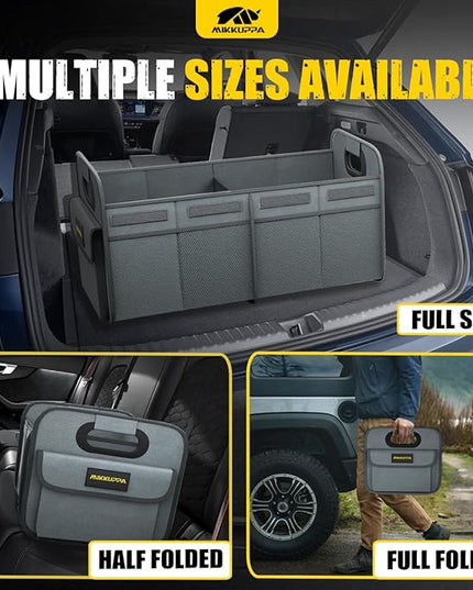 MIKKUPPA Car Trunk Organizer - 70L Collapsible Trunk Organizer for Groceries, Car Storage Organizers for SUV Auto Truck Van with Non Slip Bottom (Gray)