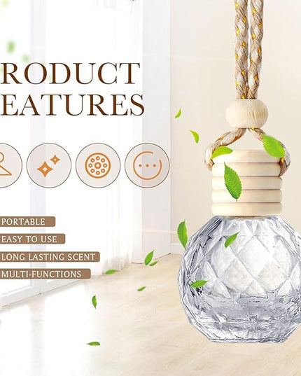 BBTO 100 Pcs Car Air Fresheners Diffuser with Wooden Cap - Empty Aromatherapy Diffuser Clear Fragrance Holder Pendant Hanging Perfume Fresheners for Car Decor (Clear Round Diamond)