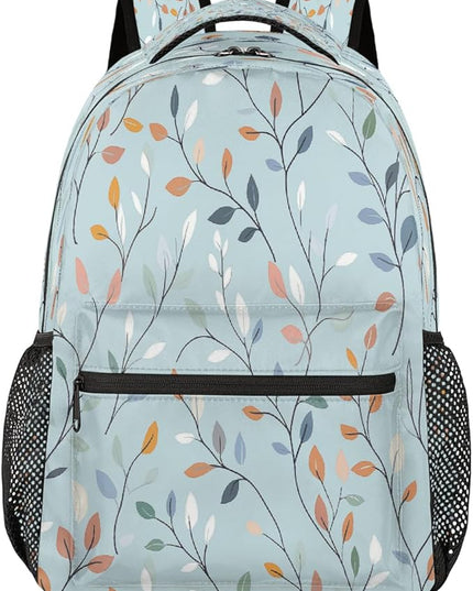 Large Backpack with 15.6 Inch Laptop Compartment, Leaves Vines Blue Adult Backpack for Work, Travel & School College Boys Girls