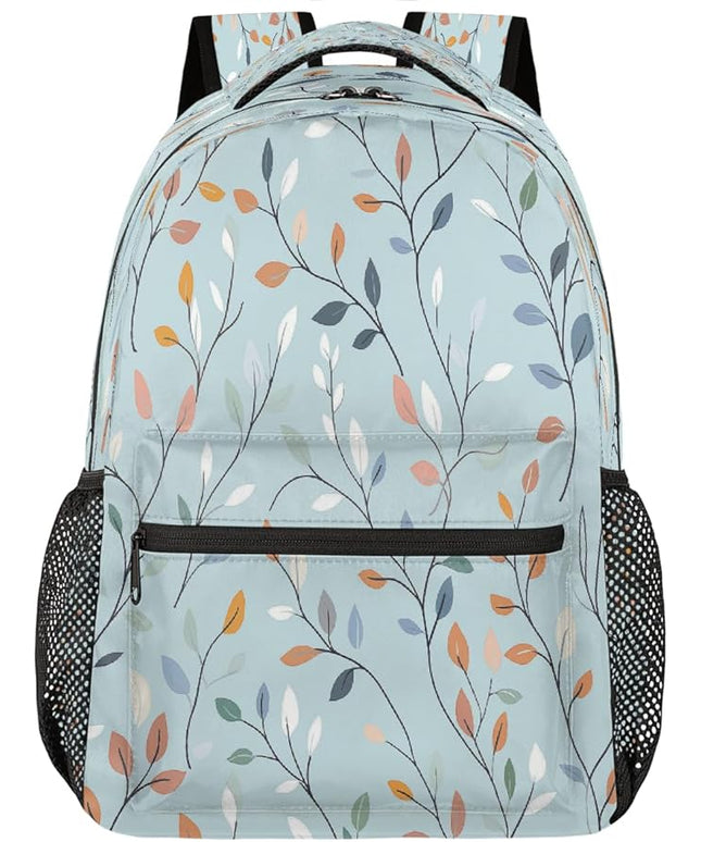 Large Backpack with 15.6 Inch Laptop Compartment, Leaves Vines Blue Adult Backpack for Work, Travel & School College Boys Girls