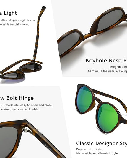 SUNGAIT Classic Vintage Round Polarized Sunglasses for Women Men Retro Style UV400