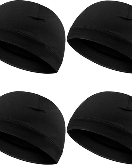 Syhood 4 Pcs Cotton Skull Caps for Men Women Breathable Beanie Thin Sleep Hat Night Running Cap Helmet Liner for Cycling Gym