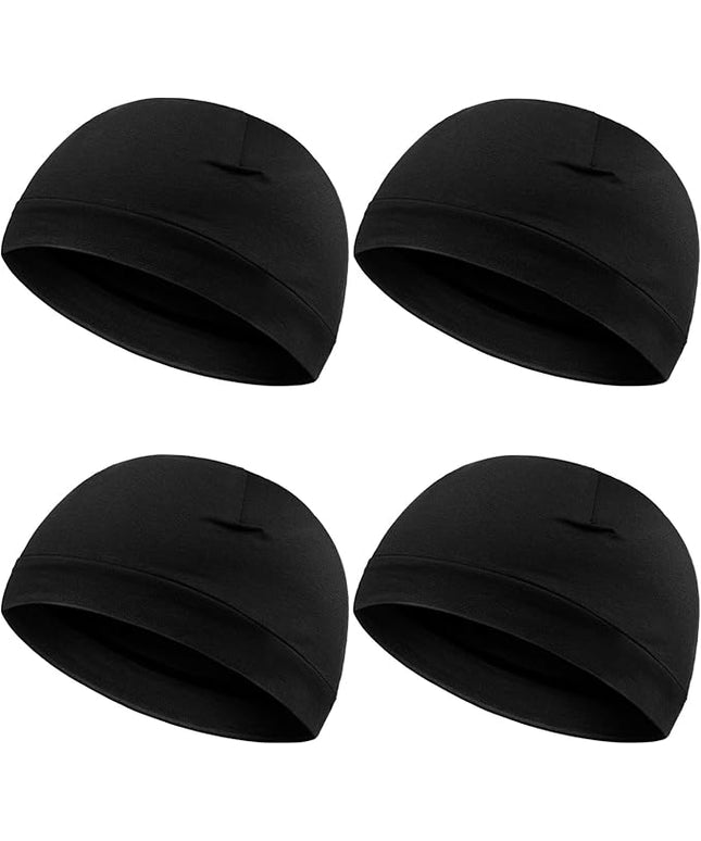 Syhood 4 Pcs Cotton Skull Caps for Men Women Breathable Beanie Thin Sleep Hat Night Running Cap Helmet Liner for Cycling Gym