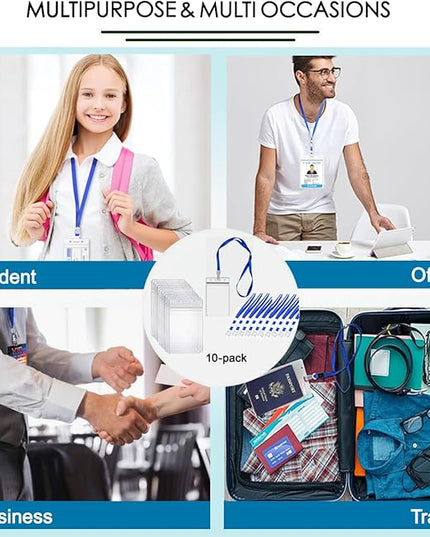 Passport Badge Holders Extra Large PVC ID Card Holder, Premium 4X6 Inch Badge & Credential Holders with Lanyards for Passports, Cash, Plane Ticket, Receipts Cruise and Vacation