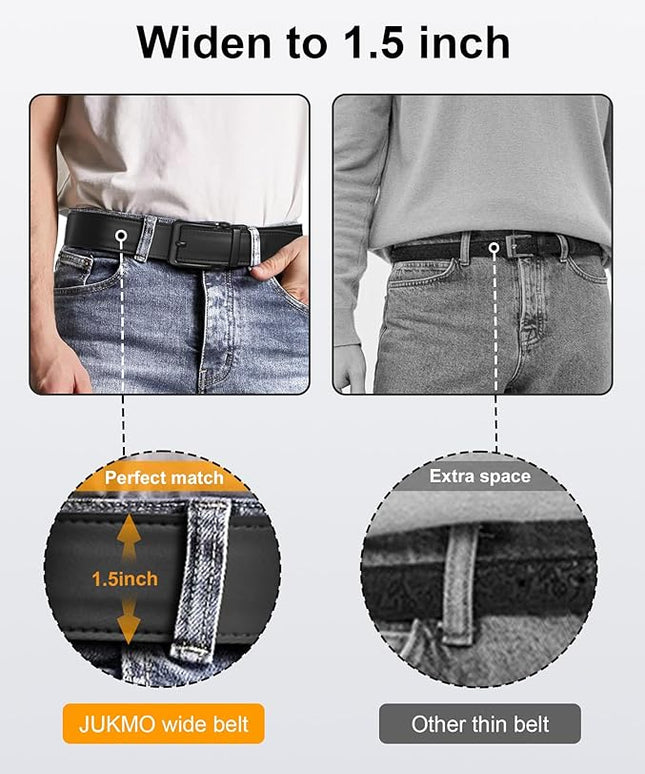 JUKMO 1.5" (38mm) Leather Ratchet Belt for Men in Gift Box