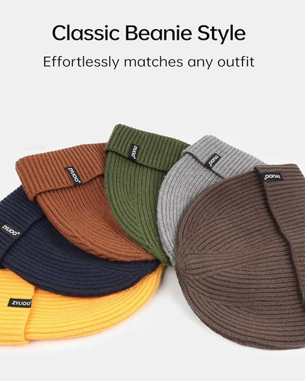 Zylioo Oversize Beanie Hats, XXL Big Size Ribbed Knit Cuffed Winter Hat for Cold Weather, Warm Skull Watch Cap