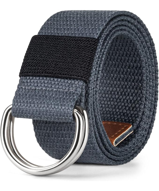 maikun Mens & Womens Canvas Belt with Black D-ring Buckle 1 1/2" Wide Solid Color Fabric Belt for Men