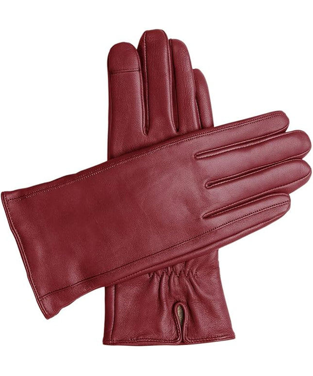 Downholme Touchscreen Leather Cashmere Lined Gloves for Women