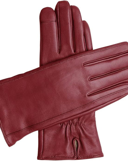 Downholme Touchscreen Leather Cashmere Lined Gloves for Women