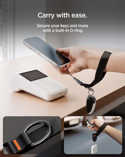 Spigen Universal Lanyard Wrist Strap with Keychain for iPhone, ID Badge Wallet Holder, AirPods, Cameras, Keychain & Everyday Carry, Durable Carabiner with Wrist Strap - Black