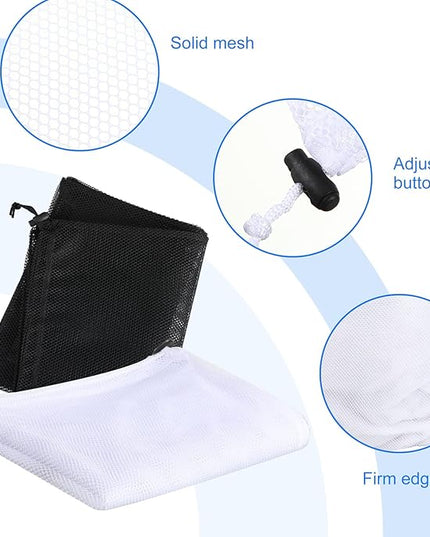 Berlune 30 Pack Large Mesh Laundry Bags, 24 x 36 Inch Bulk Wash Set with Drawstring for Commercial Use, Dorms, Vacation Rentals, Laundromats, Apartments & Facilities(Black, White)