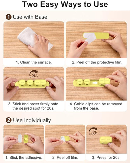 6 Pack Magnetic Cable Clips [1s Open/Lock], Laitver Cord Organizer Holder Strong Adhesive Desk Cable Management- Organize Charging Cords Neatly for Home, Office, Car,Desk, Nightstand-Cream Yellow