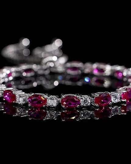 FANCIME Birthstone Tennis Bracelets Sterling Silver Bolo Tennis Bracelets Charm Fine Jewelry Birthday Gifts for Women Mom Wife Her