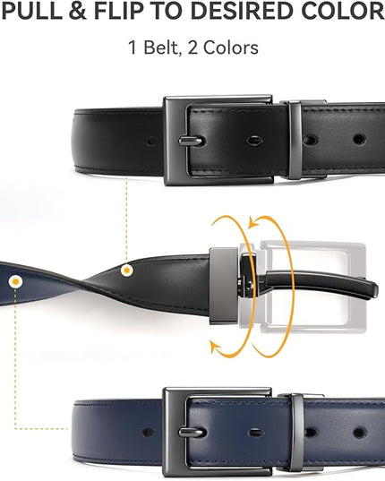 CHAOREN Reversible Belt Men 1 Piece - 1.25" Leather Dress Belt - Trim to Fit for Elegant Style