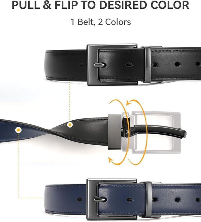 CHAOREN Reversible Belt Men 1 Piece - 1.25" Leather Dress Belt - Trim to Fit for Elegant Style