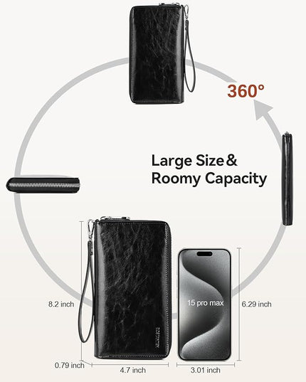BOSTANTEN Leather Wallet for Women RFID Blocking Zip Around Credit Cards Holder Phone Clutch
