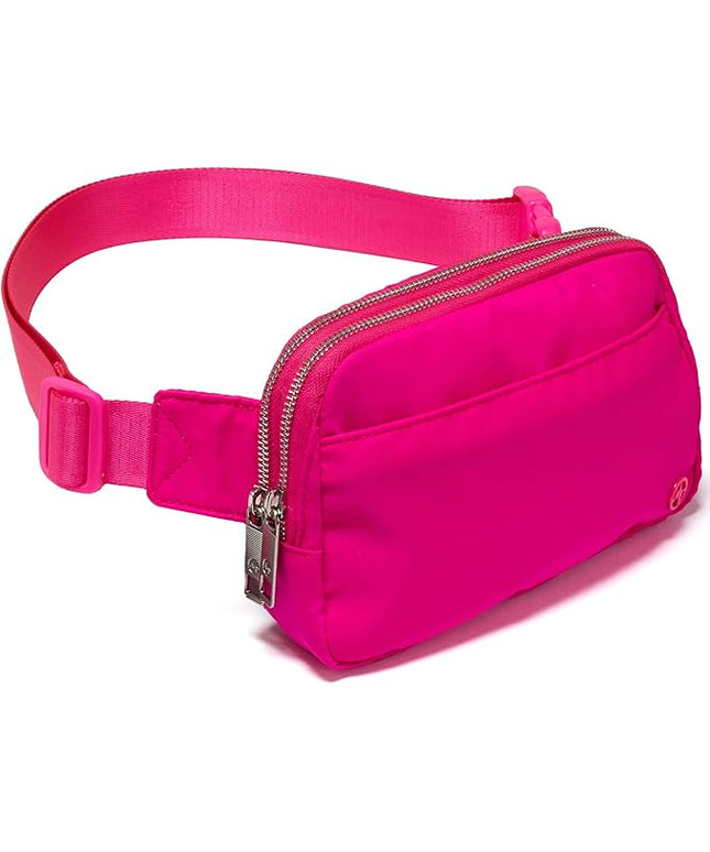 Pander Everywhere Belt Bag for Women, 5 Zipper Pockets Nylon Crossbody Fanny Pack Purse (Sonic Pink).