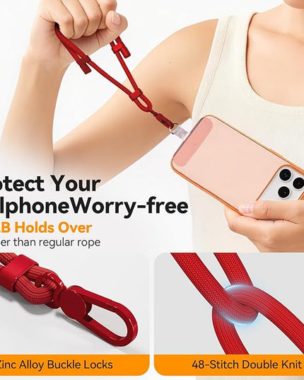 Phone Wrist Strap with 2 Phone Tether Tab, 2 Pack Adjustable Anti-Theft Cell Phone Lanyard for Travel & Outdoors