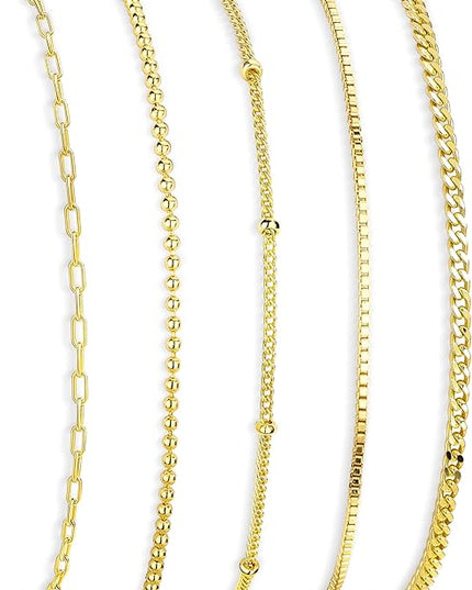 Gold Bracelets Set for Women Stack, Dainty Thick Bracelets Stack for Women Trendy, Simple Thin Gold Plated Cuff Stackable Bracelets With Beaded Cuban Paperclip Snake Rope Bangle Hand Chain Jewelry Gifts for Women Non Tainish
