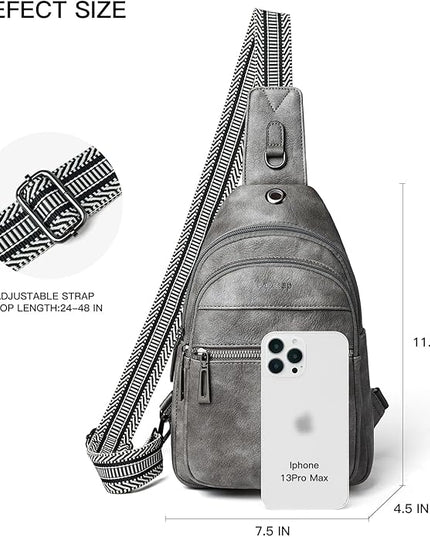 Sling Bag For Women Faux Leather Small Casual Daypack Backpack Fanny Pack Crossbody Chest Bags Purse