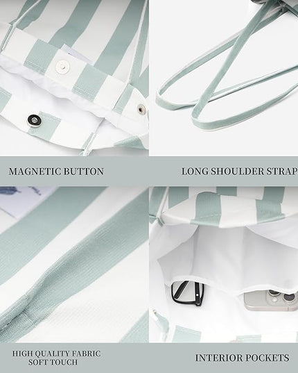 Corduroy Tote Bag Cute Tote Bags for Women Shoulder Bag with Inner Pocket for Work Beach Travel and Shopping Grocery
