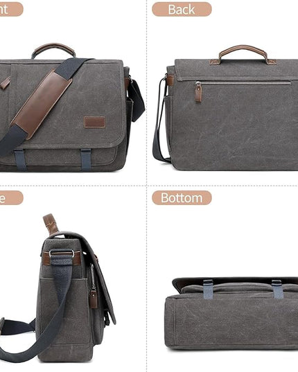 Canvas Messenger Bag for Men Waterproof Business Bags for Men Vintage Canvas Laptop Bag