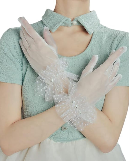 Sahabowi Satin Gloves Formal Bridal Banquet Party Wedding Opera Solid Colorful Mitten For Women