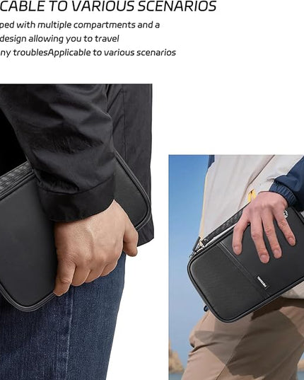 Travel Passport Holder, Large Family Passport Walle for Men Women RFID Passport Cover Lightweight Portable Document Organizer with Wrist Strap (Black)
