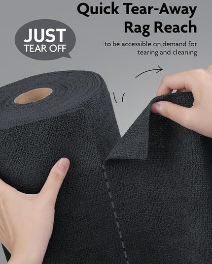 Fantasticlean Microfiber Cleaning Cloth Roll -75 Pack, Tear Away Microfiber Towels, 12" x 12", Reusable, Washable, Scratch Free, Ultra Absorbent for All-Around Cleaning Supplies (DimGray)