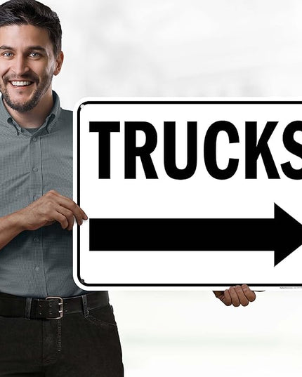 Trucks Right Sign, 18x24 Inches, 55 mil thick HDPS (high density polystyrene), Made in USA by My Sign Center