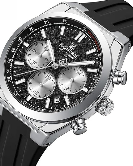 NAVIFORCE Watches for Men Multifunctional Chronograph Analog Quartz Waterproof Wirstwatch Silicone Strap Man Gifts