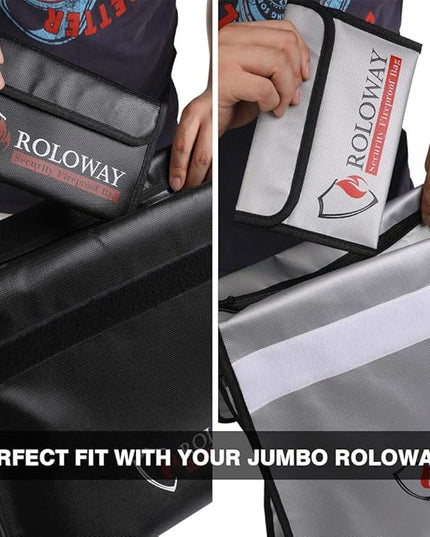ROLOWAY Small Fireproof Bag (5 x 8 inches), Non-itchy Fireproof Money Bag for Cash, Valuables, Passport, Currency & Keys (2-Pack)