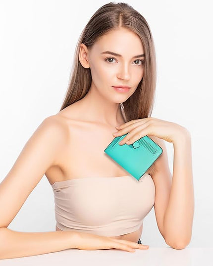 Toughergun Women’s Small Slim Leather Wallet with RFID Protection, Compact Bifold Mini Purse with Clear ID Window