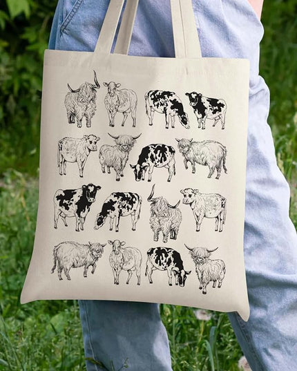AUSVKAI Canvas Tote Bag Aesthetic for Women, Cute Reusable Cloth Cotton Bags for Shopping Beach Grocery