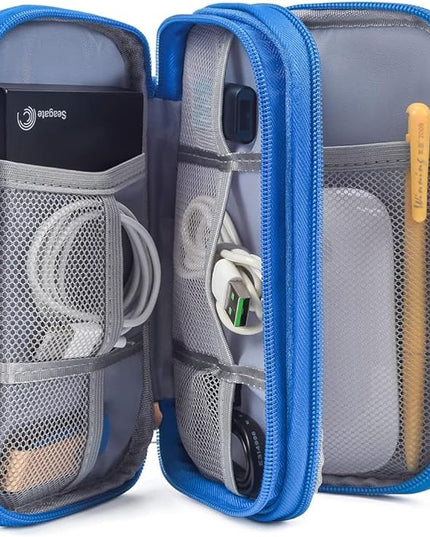 Electronics Accessories Organizer Pouch, Electronic Organizer Travel Case Cable Organizer for Cable, Charger, SD Card, Business Travel Gadget Bag (Blue)