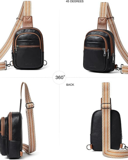 Sling Bag For Women Faux Leather Small Casual Daypack Backpack Fanny Pack Crossbody Chest Bags Purse