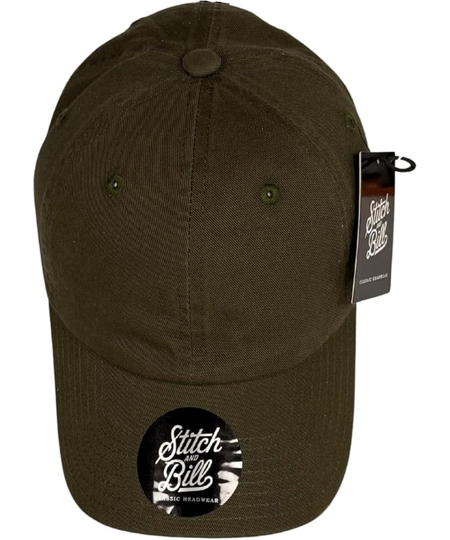 Stitch and Bill Mens Athletic Deep-Crown Baseball Cap 100% Soft Cotton Unstructured Dad Hat Outdoors Adjustable