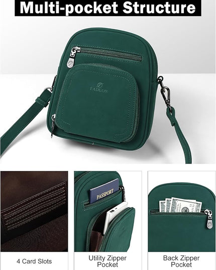 FADEON Small Purses for Women Crossbody Bags, Designer PU Leather Mini Cross Body Purse Travel Shoulder Bag Card Slots