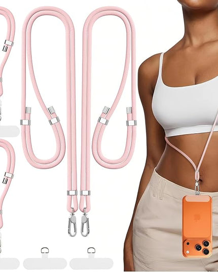 4-IN-1 Phone Lanyard + Wrist Strap, 2PCS Adjustable Length Cell Phone Lanyard with 2 Tether Tabs for iPhone,Smartphones
