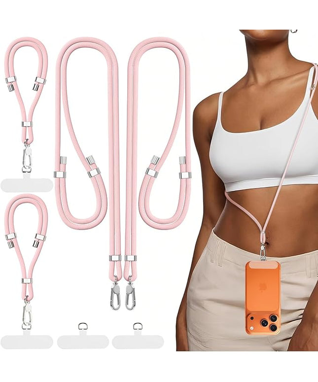 4-IN-1 Phone Lanyard + Wrist Strap, 2PCS Adjustable Length Cell Phone Lanyard with 2 Tether Tabs for iPhone,Smartphones