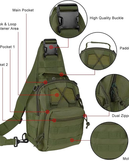 Qcute Tactical Backpack, Waterproof Military Cross-body Molle Sling Shoulder Backpack Chest Bag for Outdoor Every Day Carry