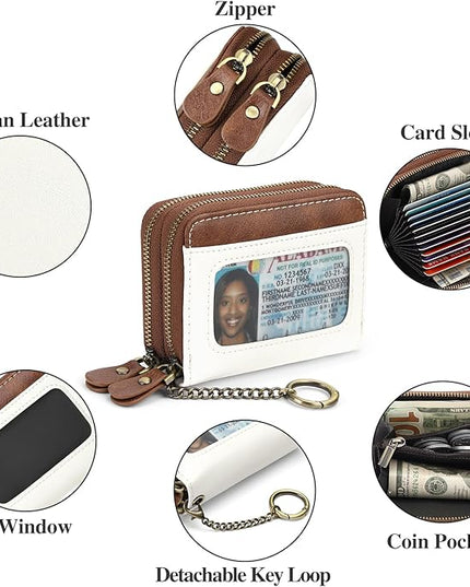 GOIACII Small Genuine Leather Wallet for Women, RFID Blocking Credit Card Holder Wallet