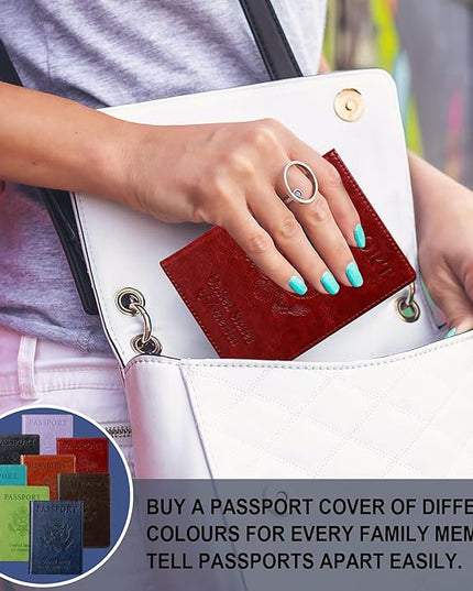 TIGARI Passport Holder for Travel Women Men, Valentines Day Gifts PU Leather Wallet Cover Case Sleeve, Waterproof Protected Document Organizer, Vacation Plane Cruise Travel Essentials