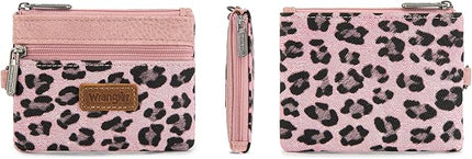 Montana West Wrangler Small Wallet for Women Leopard Print Wristlet Wallets Mini Change Pouch Pink