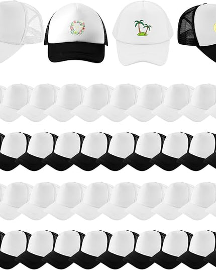 Hercicy 40 Pack Sublimation Blank Trucker Hat Bulk Baseball Cap Adjustable Mesh Unisex Polyester Hat Heat Transfer