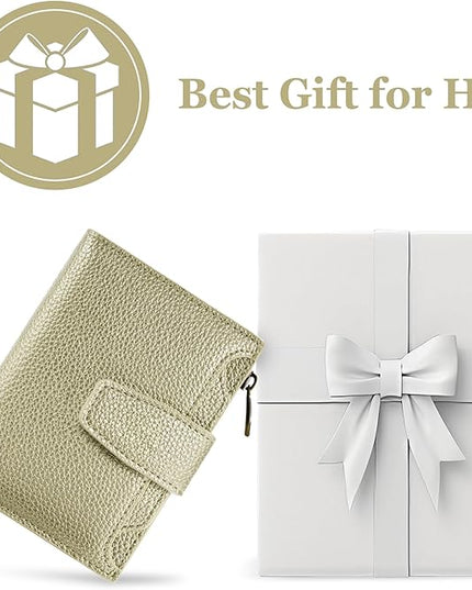 Airkit Small Wallet Women RFID Blocking Soft Leather Bifold Compact Card Holder Wallet for Women with Zipper Coin Pocket 4 ID Window