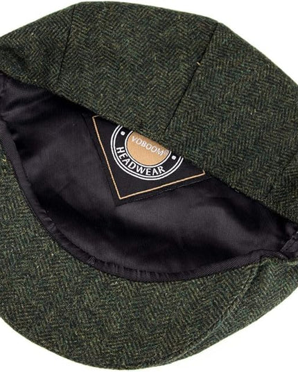 VOBOOM Men's Herringbone Flat Ivy Newsboy Hat Wool Blend Gatsby Cabbie Cap