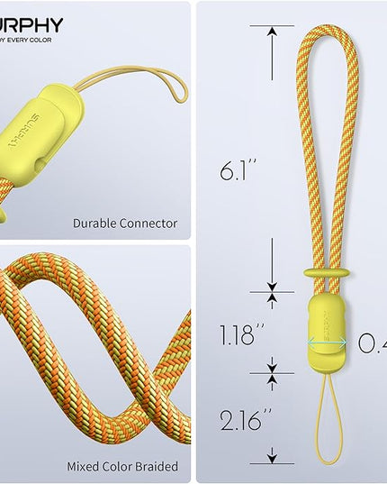 SURPHY 2 Pack Phone Lanyard for Cellphone Case, Phone Wrist Strap for Case, Cellphone Strap with 2-Color Braided, Charm Wrist Lanyard for Women and Men, Yellow & Gray